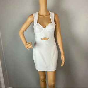 Lulus Womens Small White Sleeveless Keyhole Mini Fitted Dress